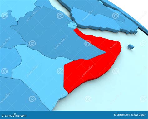 Somalia In Red On Blue Globe Stock Illustration Illustration Of