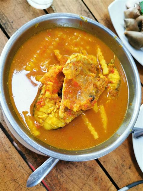 Mixed Vegetable Fish Hot Spicy Thai Food Yellow Curry Soup In Hot Pot Stock Image Image Of