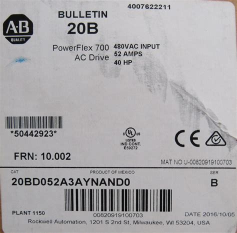 New Allen Bradley Bd A Aynand Powerflex Drive Hp Sb