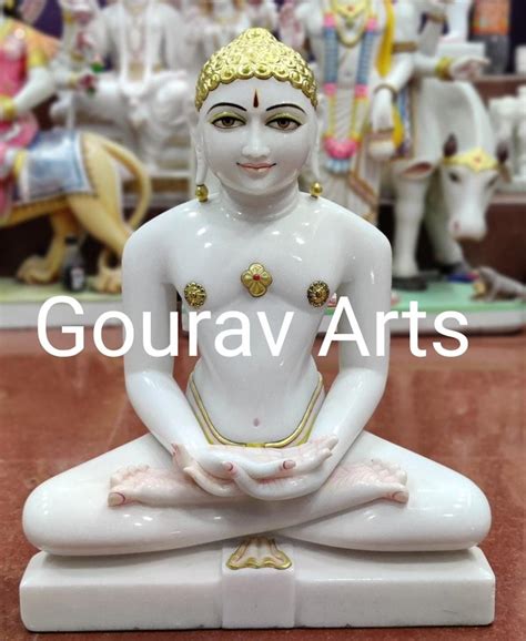 White Plain Jain Mahaveer Swami Marble Statue For Temple At Rs 15000