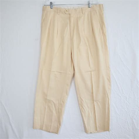 Bobby Jones Pants Mens 36x26 Golf Chino Slacks Cotton Pleated Yellow Ebay