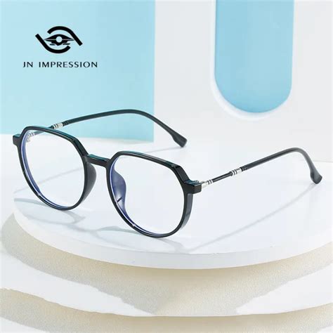 Jn Impression Tr90 Ultralight Polygon Frame Plain Glasses Finished Myopia Glasses Minus 50 600