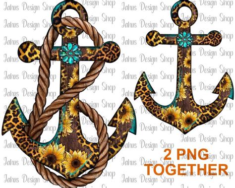 Leopard Sunflower Anchor Png Design Set Leopard Anchor Png Anchor Png