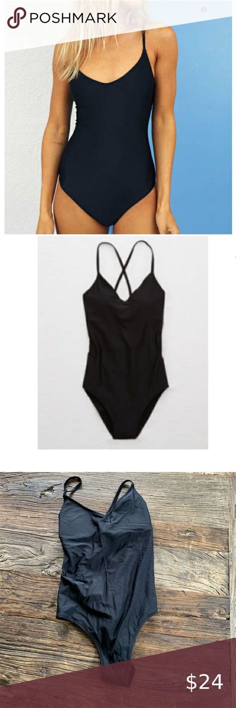 Aerie Tie Back Black Swim Suit Black Swimsuit Swimsuits One Piece