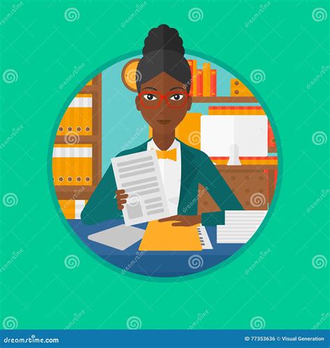 Hr Manager Checking Files Vector Illustration Stock Vector