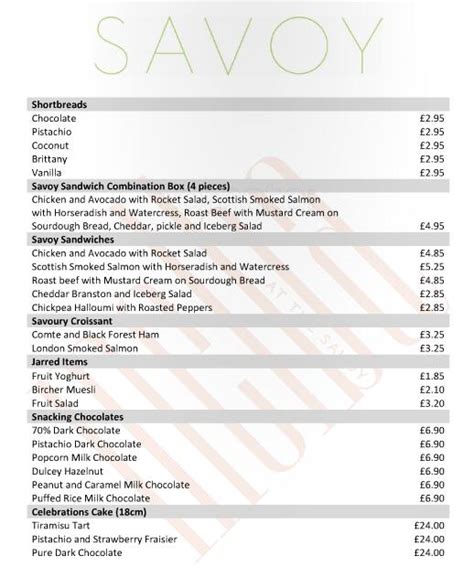 Menu At Melba At The Savoy Cafe London