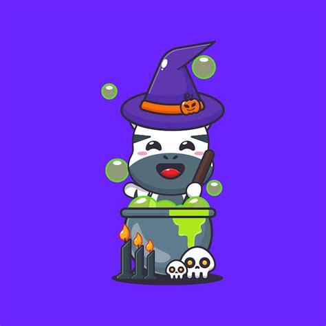 Premium Vector Zebra Monkey Making Potion In Halloween Day