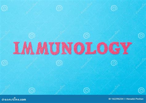 The Word Immunology In Red Letters On A Blue Background The Concept Of