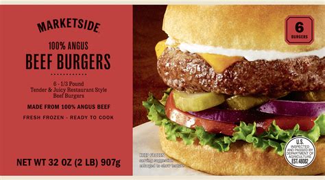 Marketside 100 Angus Beef Burgers 6 Count 2lb Frozen