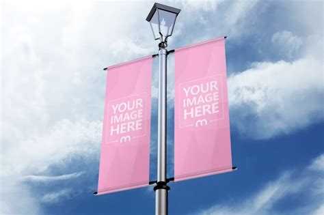 Vertical Banners On Street Lamp Post Mockup Generator Mediamodifier