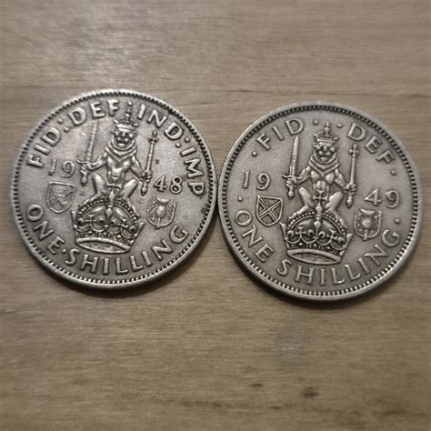 1948 1949 Great Britain King George VI Scottish 1 Shilling Coins