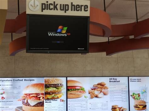 Windows XP crash At my local McDonald's (the scrollbar isn't moving at ...