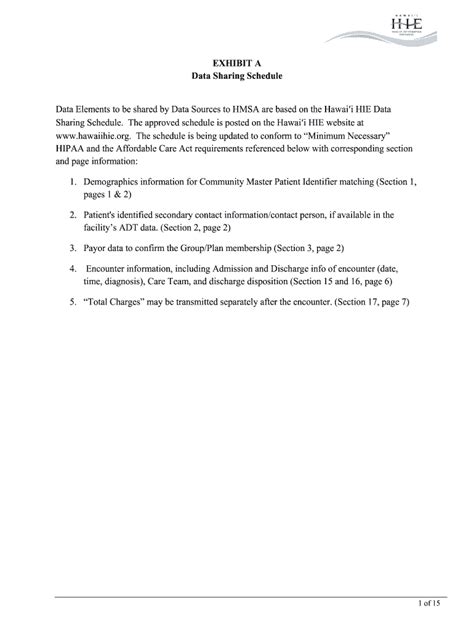 Fillable Online EXHIBIT A Data Sharing Schedule Data Elements To Be