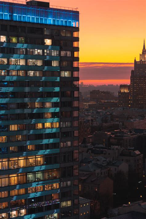 Aerial Photography Of City Buildings During Sunset · Free Stock Photo