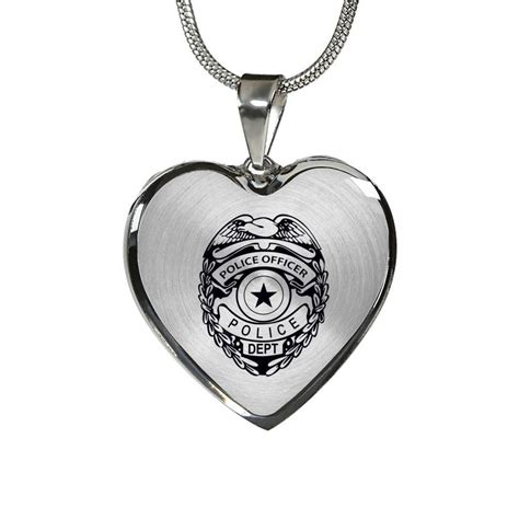 Police Officer Badge Charm Necklace Friendship T Sterling Etsy