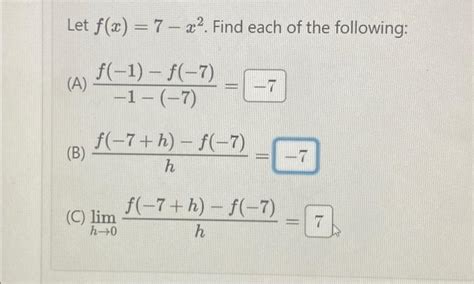 Solved Let F X 7 X² Find Each Of The Following