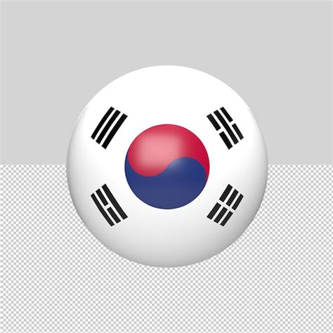 Premium PSD South Korea Flag In Sphere 3d Render