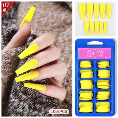 Laosr 100pcs Nail Stickers For Adults Long Fake Nails Full Cover False