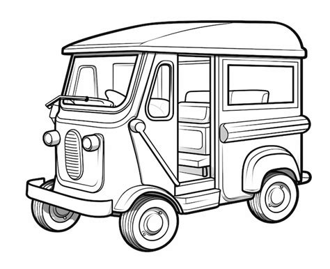 Página Para Colorir De Tuktuk Para Crianças Transporte Páginas Para