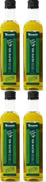 Масло оливковое Tesoro Premium Gourmet, комплект: 4 упаковки по 500 мл ...