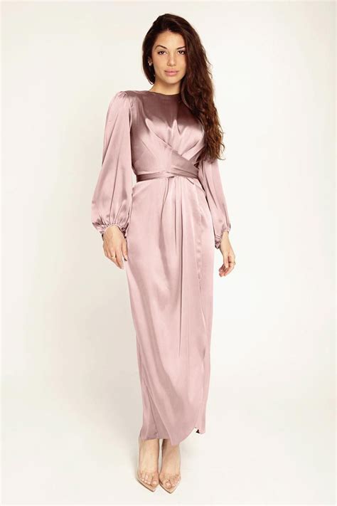 New Womens Elegant Empire Waist Long Sleeve Satin Maxi Dress T300001e Edressit Maxi Dress