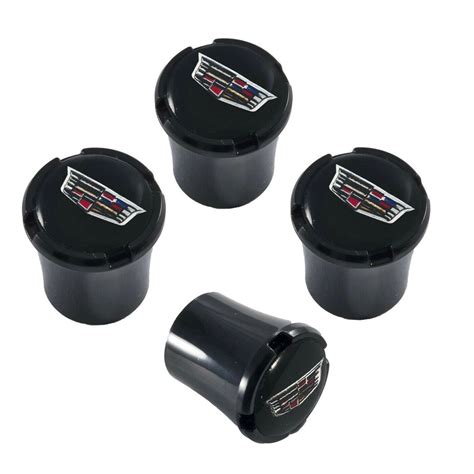 Cadillac Black Sheild Logo Valve Stem Caps