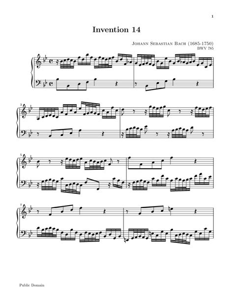 Bwv Invention No Free Sheet Music By Bach Pianoshelf