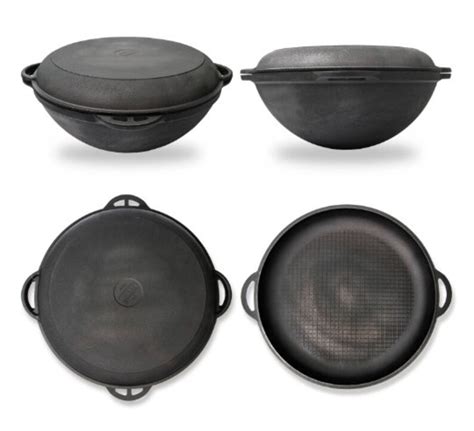 6 L Cast Iron Cauldron For Campfire Cooking Kazan With Lid Frying Pan