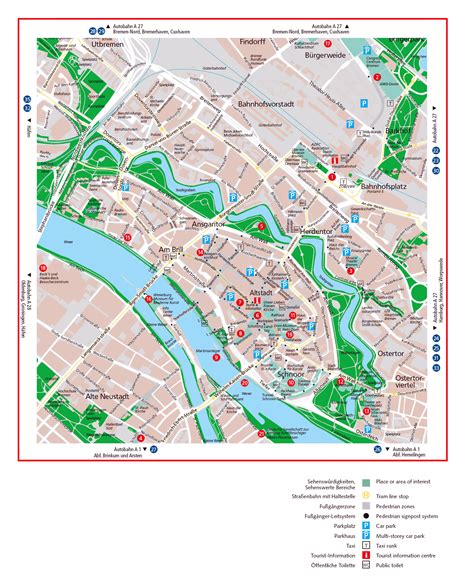 large detailed travel map  bremen city bremen germany europe