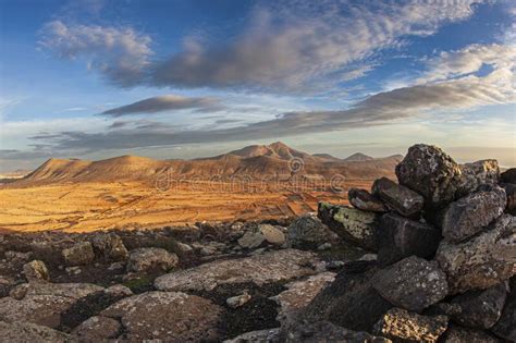 Panorama of Volcanoes in the Municipality of La Oliva at Dawn Stock Image - Image of ...