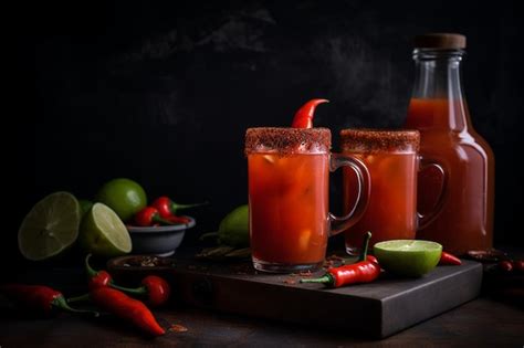 Premium Photo Spicy Michelada Beverage Composition