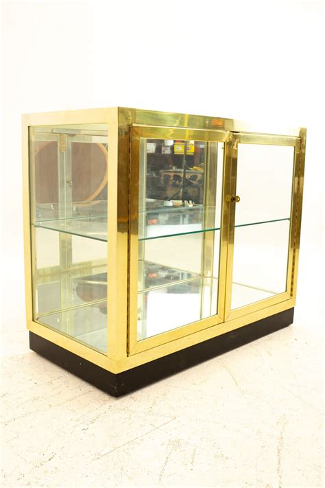 Mastercraft Mid Century Brass And Glass Display Cabinet Mcm Etsy