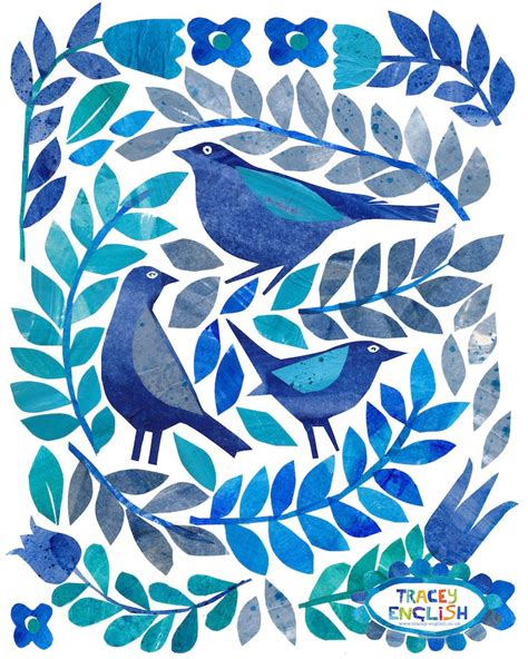 Three Blue Birds By Tracey English Tracey Uk Bird Art