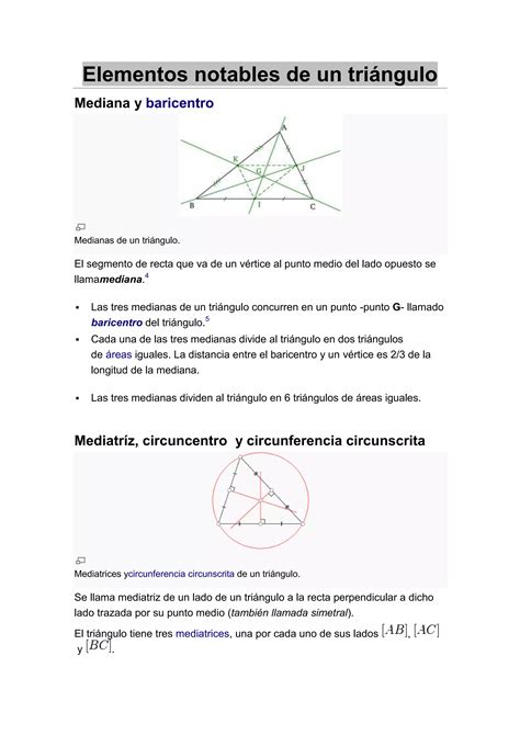 Elementos Notables De Un Triángulo Pdf