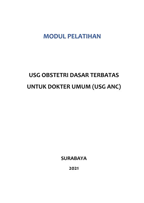 Modul Pelatihan USG Obstetri Dasar Terbatas Untuk Dokter UMUM USG ANC