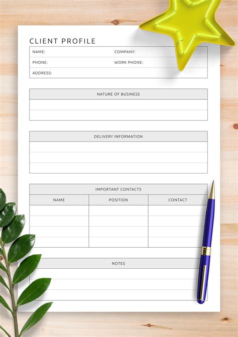 Client Profile Template Printable Client Information Form | stickhealthcare.co.uk