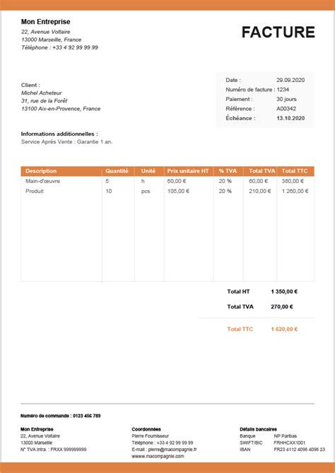 Mod Le De Facture Gratuit Exemples De Factures Word Et Excel