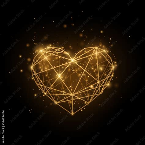 Glitter gold heart on black background Stock Vector | Adobe Stock