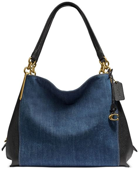 Coach Dalton Blocked Denim And Leather Shoulder Bag Macys