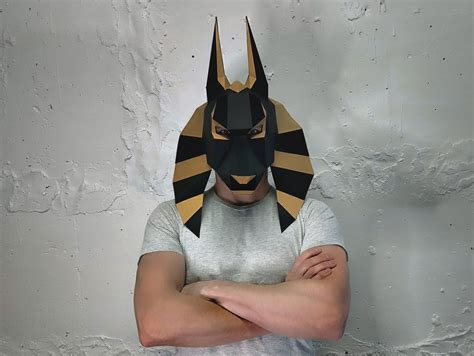 Papercraft Diy Anubis Mask Paper 3d Anubis Mask Anubis Template Svg