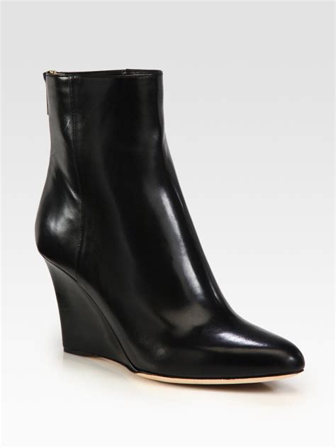 Jimmy Choo Leather Wedge Ankle Boots In Black Lyst