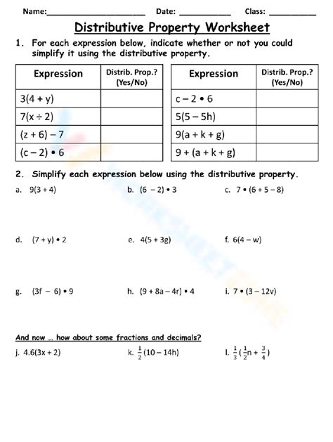 Free Collection Of Distributive Property Worksheets Worksheets Library