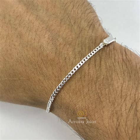 Pulseira Masculina Grumet Mm Fecho Gaveta Banhada A Prata