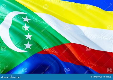 Bandeira De Comores Projeto De Ondulação Da Bandeira 3d O Símbolo Nacional De Comores Rendição