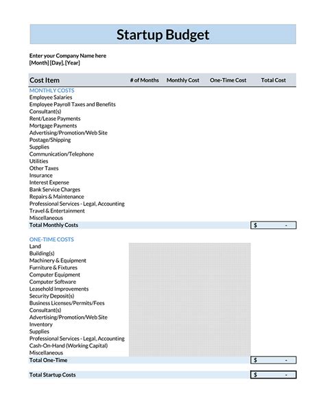 12 Free Business Startup Costs Templates Word Excel