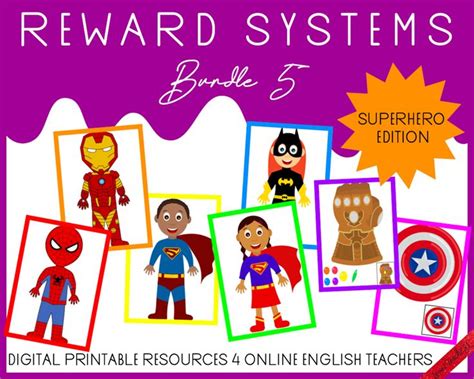 Teaching ESL Reward Systems Bundle 5 Superhero Edition Printable