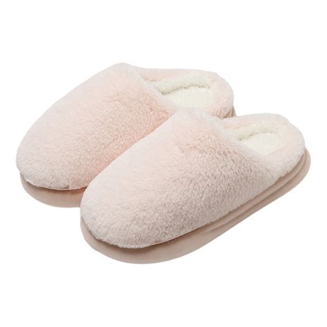 Aueoeo Women S Plush Fuzzy Slip On Indoor Winter House Slippers Soft