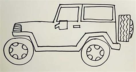 How To Draw A Jeep Step By Step Simple Wrangler Easy Jeep Drawing