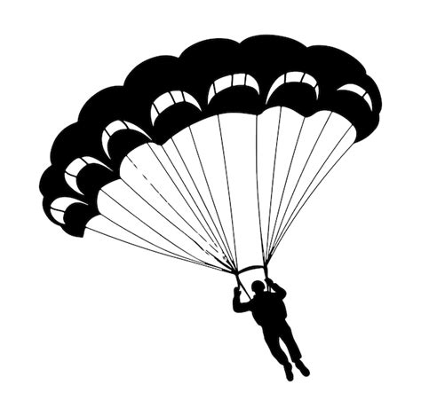 Premium Vector Skydiver Flying With Parachute Silhouette Vector