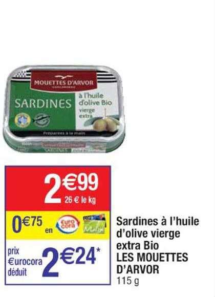 Promo Sardines L Huile D Olive Vierge Extra Bio Les Mouettes D Arvor